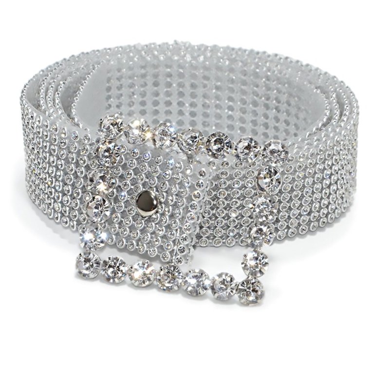 Silver Rhinestone Studded Belt Punplita Belts for Women Western Belts for Men Rhinestone  main image 3