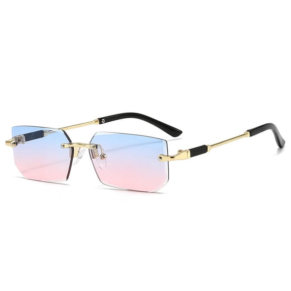 Y2K Rimless Rectangle Sunglasses for Women Men Trendy Frameless Sun Glasses Shades for Women Men Summer Travel UV400 Eyewear