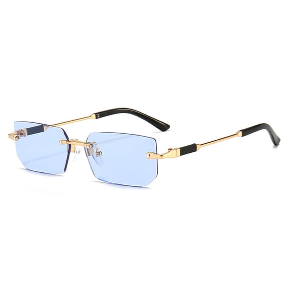 Y2K Rimless Rectangle Sunglasses for Women Men Trendy Frameless Sun Glasses Shades for Women Men Summer Travel UV400 Eyewear