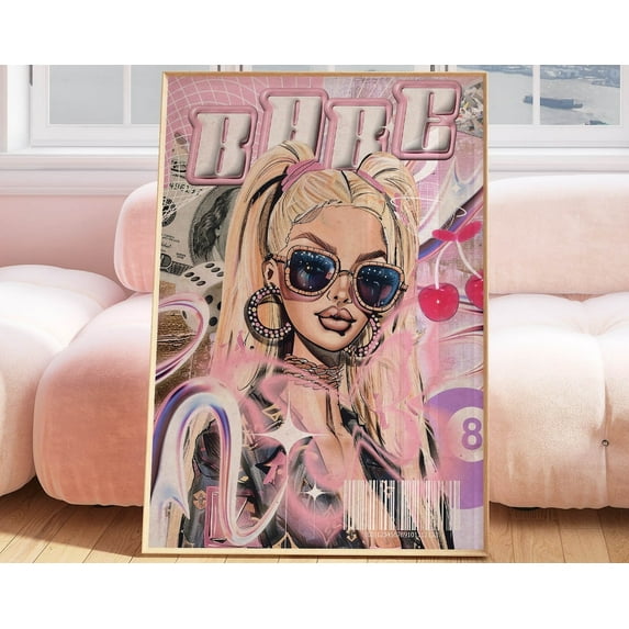 Y2K Room Decor Aesthetic Wall Art Trendy Dorm Decor, Y2K Poster Dorm Wall Art Mcbling Room Decor For Teens, Quirky Wall Art Trashy Y2K Decor Wall Art, Modern Wall Decor, 24x36 UNFRAMED