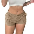 thumbnail image 1 of Y2K Shorts, Comdrip Women's Cargo Shorts Elastic Waist Pockets Summer Casual Shorts Y2K Shorts Shorts for Women Shorts for Women Low Rise Khaki L, 1 of 6