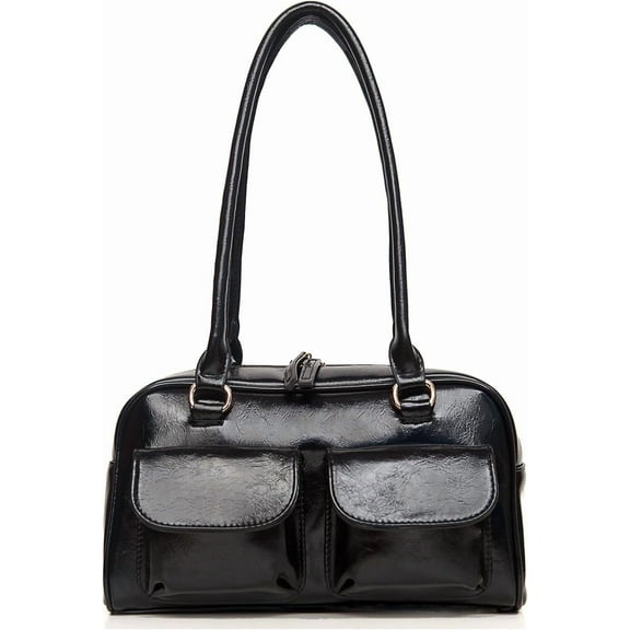 Y2K Shoulder Purses for Women Trendy - PU Leather Retro Boston Handbag, Lightweight and Versatile for Work and Travel