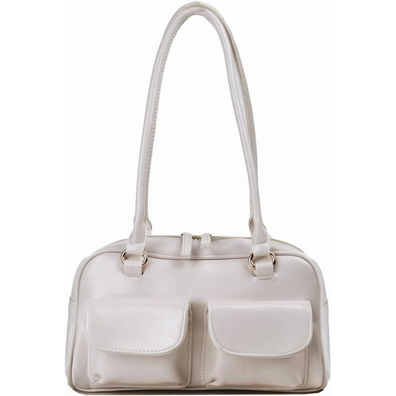 Y2K Shoulder Purses for Women Trendy - PU Leather Retro Boston Handbag, Lightweight and Versatile for Work and Travel