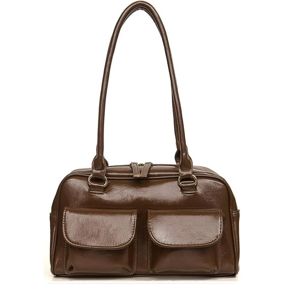 Y2K Shoulder Purses for Women Trendy - PU Leather Retro Boston Handbag, Lightweight and Versatile for Work and Travel