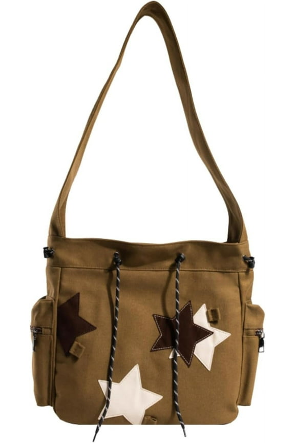 Y2K Star Canvas Messenger Bag, Cute Tote Bags Aesthetic, Small Shoulder Travel Crossbody Bags For Women