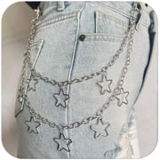 Y2K Star Pants Chain for Men Jean Chains for Women Pocket Chain for Pants Biker Hip Punk Chains Y2K Jewelry for Women Accessory Silver Trendy Fashion for Music Festival Concert Cosplay