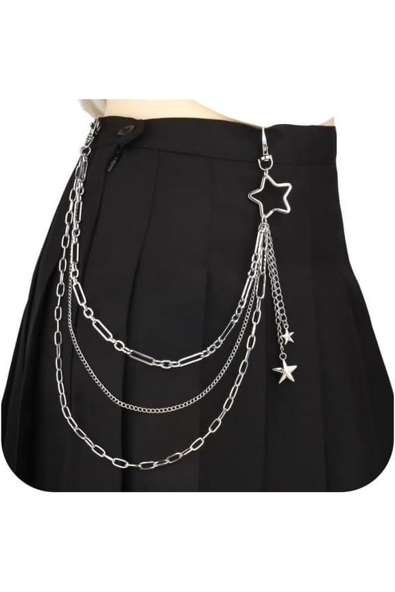 Y2K Star Pants Chain for Men Jean Chains for Women Pocket Chain for Pants Biker Hip Punk Chains Y2K Jewelry for Women Accessory Silver Trendy Fashion for Music Festival Concert Cosplay