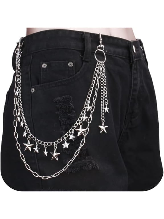 Y2K Star Pants Chain for Men Jean Chains for Women Pocket Chain for Pants Biker Hip Punk Chains Y2K Jewelry for Women Accessory Silver Trendy Fashion for Music Festival Concert Cosplay