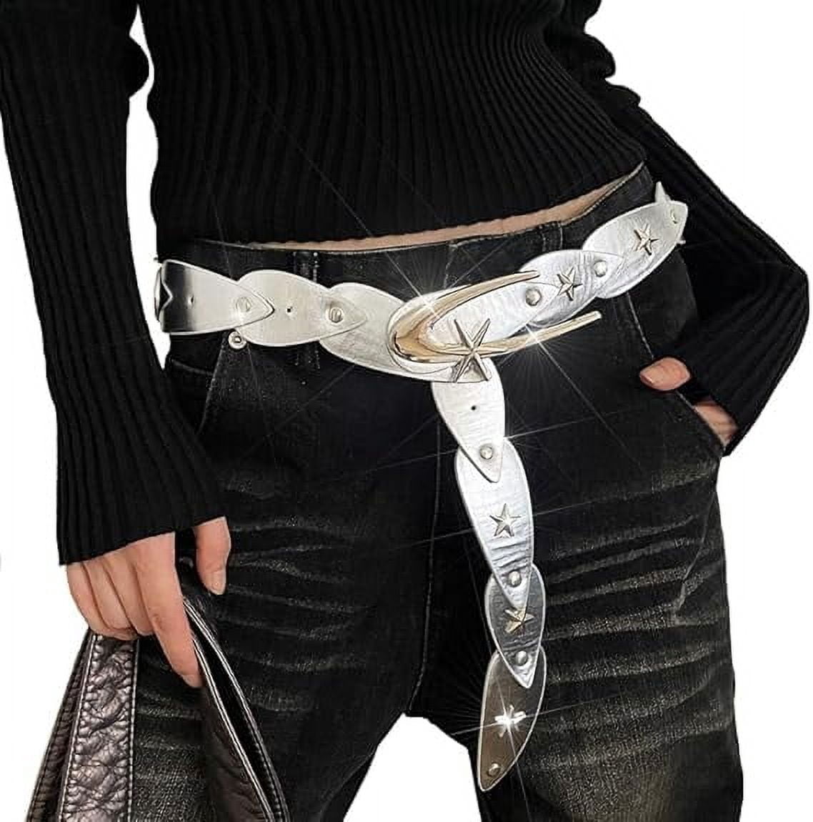 Y2K Star Studded Wide Belt for Women & Men, Adjustable  display picture 2