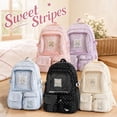 thumbnail image 1 of Y2K Striped Backpack for Women Cute Lightweight Aesthetic 90s Vintage Star Print Bookbag Daily Use, 1 of 3