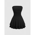 thumbnail image 1 of Y2K Style Ruched Textured Fabric Bandeau Mini Dress, 1 of 10