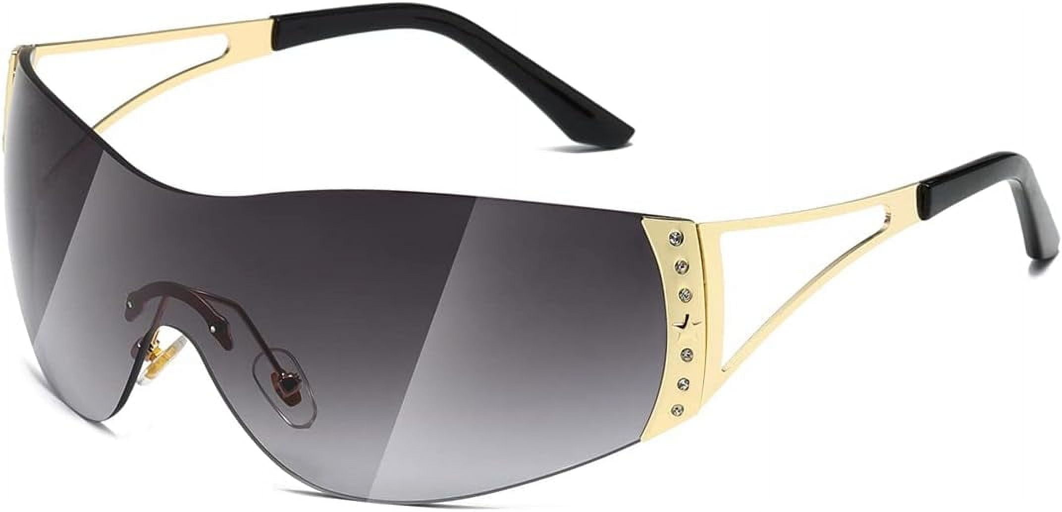 Rimless Y2K Sunglasses for Women Men,Trendy Shield Wrap Around Oversized Glasses Trendy Y2K Sunglasses Women Men Wrap Around Rimless  main image 4