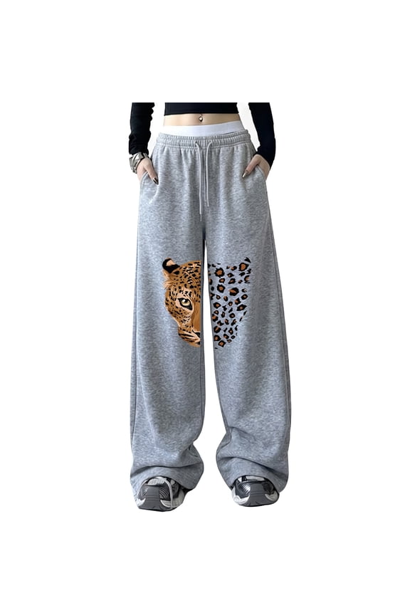 Y2K Sweatpants Men Graphic Baggy Polyester Elastic Waist Drawstring with Deep Pockets for Casual Daily Streetwear