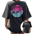 thumbnail image 1 of Y2K Tropical Summer Aesthetic Womens Black Stone Washed Palm Tree Print T-Shirts Tops, 1 of 5