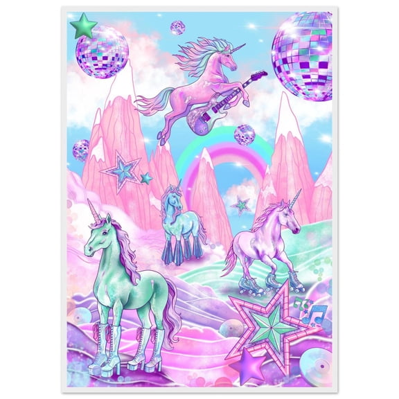 Y2K Unicorn Poster Pastel Maximalist Fantasy Wall Decor Poster, Poster Only