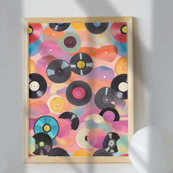 Y2K Vinyl Record Poster, Trendy Pastel Music Wall Art For Teen Room Decor