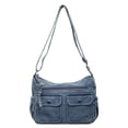 thumbnail image 1 of Y2K Washed Denim Shoulder Purse, Women Multi‑Pocket Textured Cross‑body Bag Adjustable Strap Casual Fabric Shoulder Bag, 1 of 5
