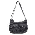thumbnail image 1 of Y2K Washed Denim Shoulder Purse, Women Multi‑Pocket Textured Cross‑body Bag Adjustable Strap Casual Fabric Shoulder Bag, 1 of 5