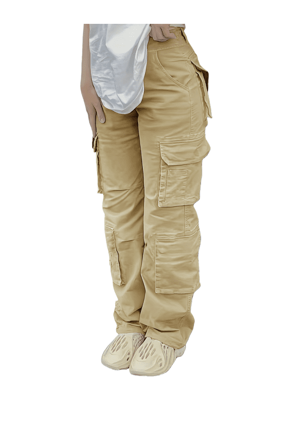 High Waisted Cargo Wide-Leg Jeans, Women's Plus,Streetwear Y2K Pants with Stretch