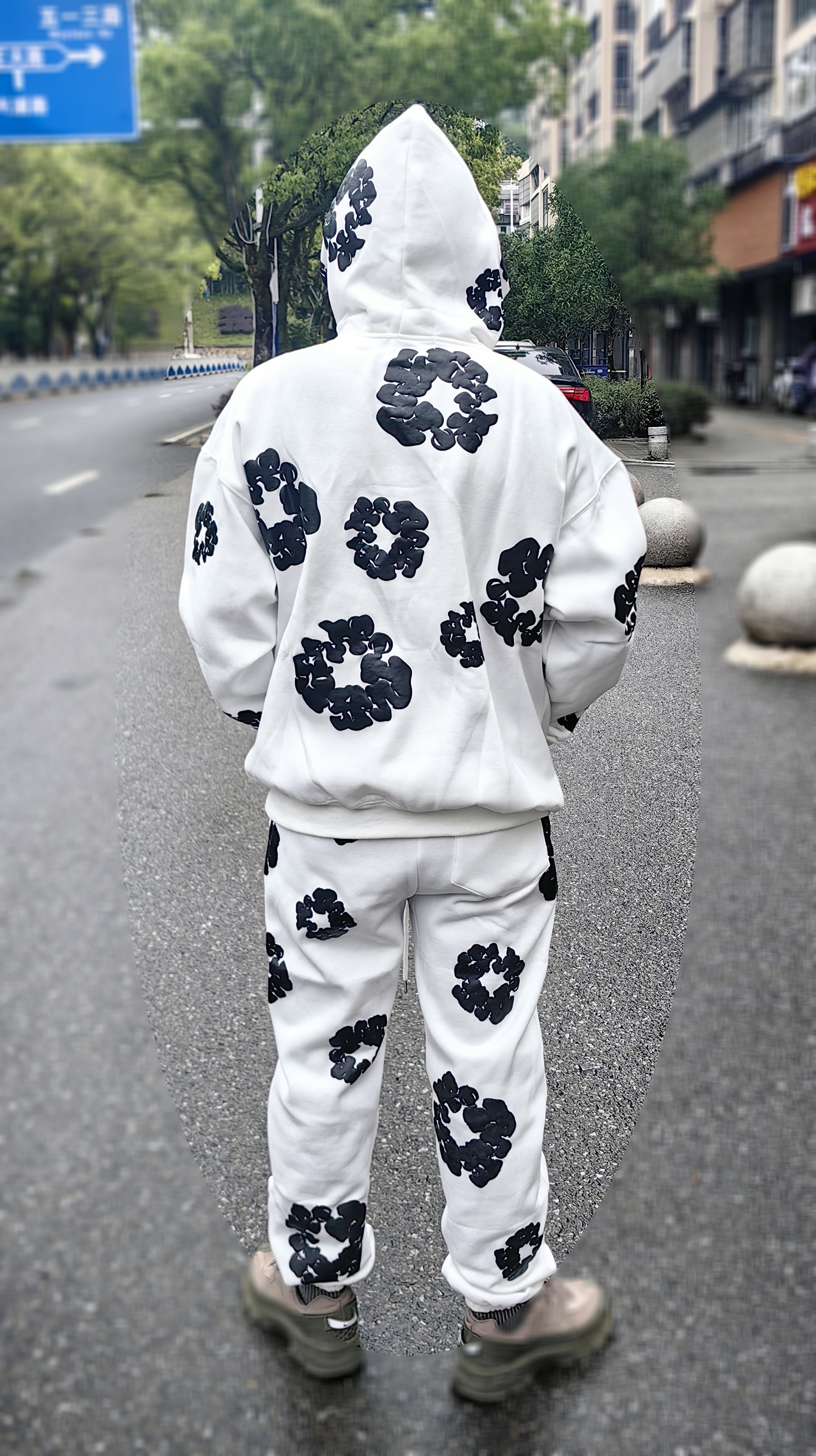 Y2K unisex foam printed hoodie, loose and oversized street retro