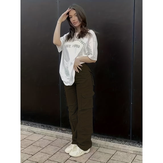 Y2K women's street hip-hop style high waisted fashionable trend workwear denim pants casual pants