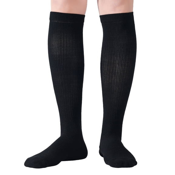 Y2Y2 Knee High 10-15 mmHg Walk Graduated Compression Socks 2-Pack Men's Black, Shoe size 13-15 Big and Tall