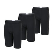 Y2Y2 Mens Cotton Stretch Boxer Briefs Long Leg Underwear 3-Pack Black 2XL 44"-46" Big and Tall