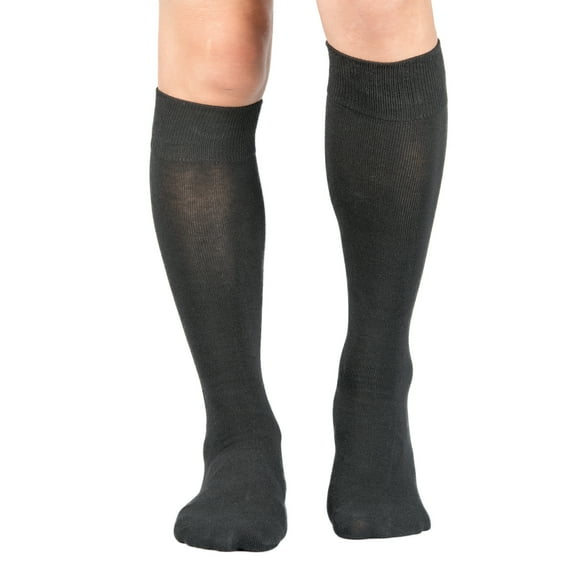 Y2Y2 Men's Knee-High Dress Socks Black 3-Pack Big and Tall Shoe Size 13-15