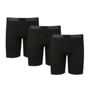 Y2Y2 Men's Modal Underwear Long Leg Boxer Briefs 3-Pack Black L
