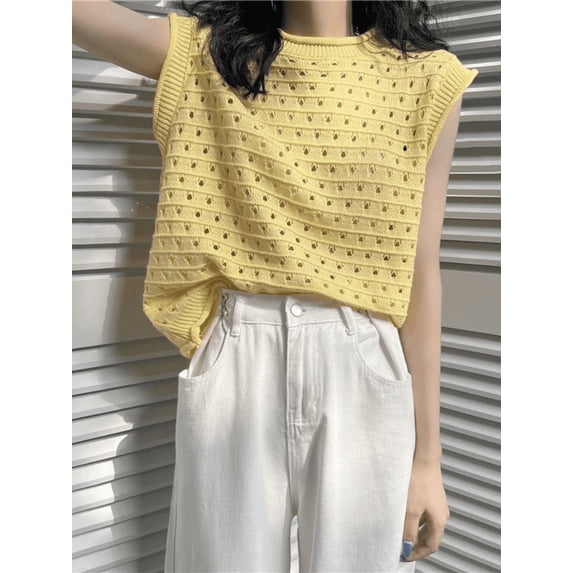 Y2k Aesthetic Hollow Out Grunge O Neck Tank Top Women Sleeveless Sexy Fairy Loose Tanks Streetwear Fashion Cropped Tops