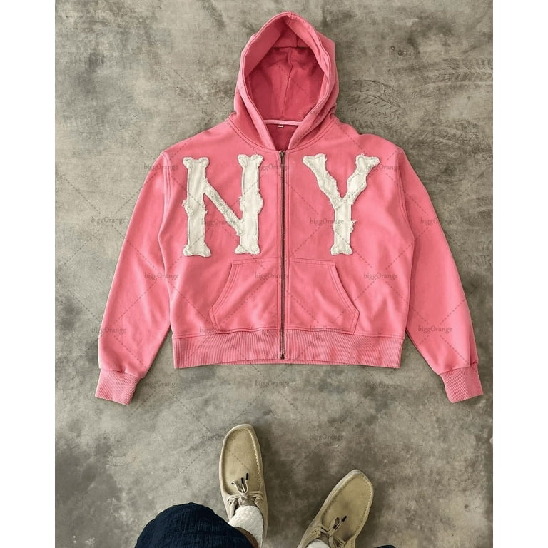 Y2k American Colorful Letter Embroidered Zipper Hoodie Men Fashion High Street Oversized Sweatshirt Women Retro Casual Jacket Walmart