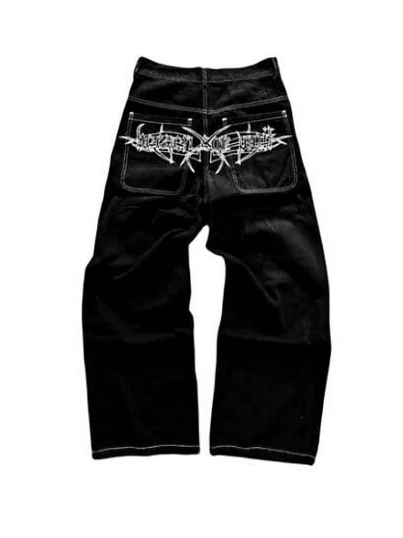 Y2k American High Street Hip Hop Skull Embroidered Jeans Men