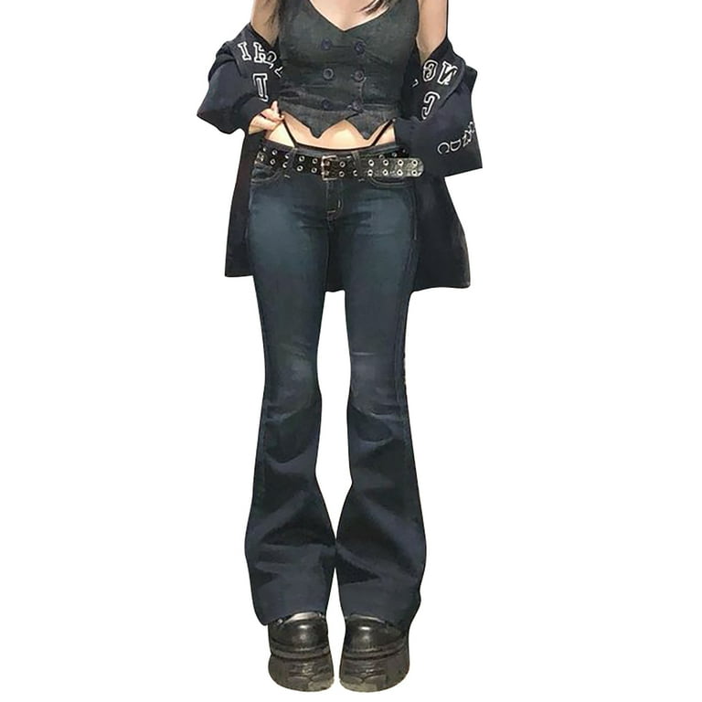 Y2k Bell Bottom Jeans for Women Low Rise Skinny Flare Jeans