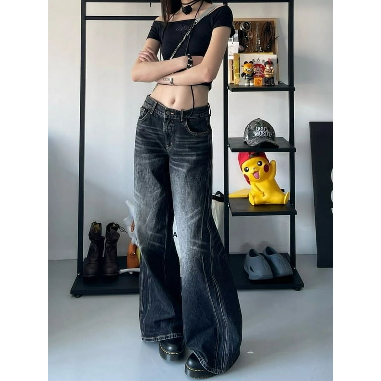 Y2k Black Jeans Women Baggy Vintage High Street Oversized