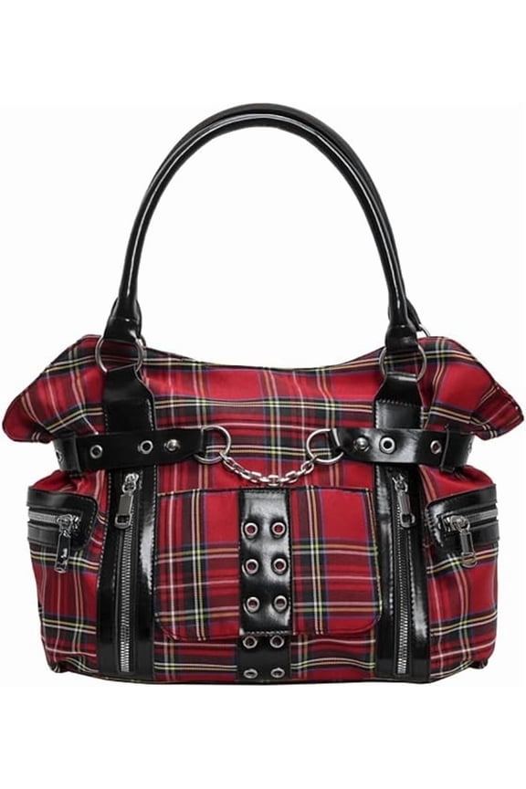 Y2k Canvas Tote Bag for Women Large Checkered Punk Shoulder Purse Shopping Handbag Travel Top Handle Bags