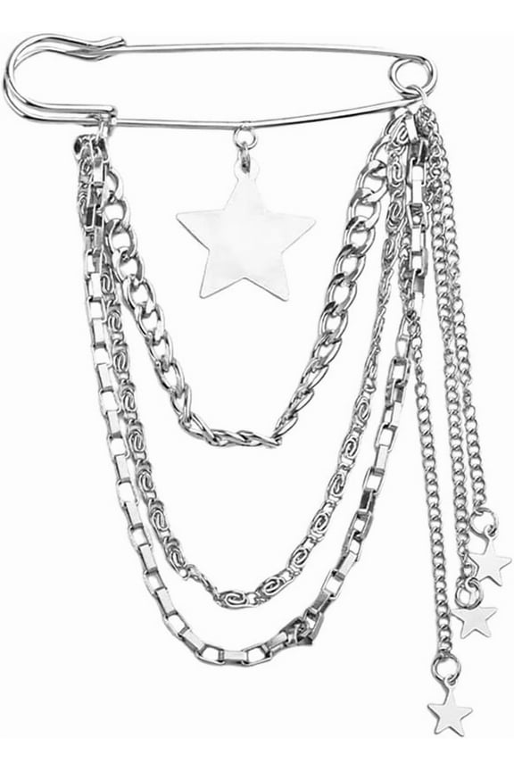 Y2k Chain Brooch Pins for Women Silver Gold Tassel Pin for Coat Collar Brooch Pin Y2k Punk Shoes Clothing Accessories