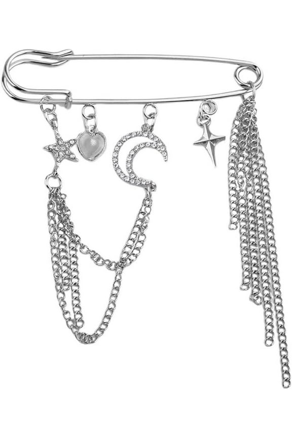 Y2k Chain Brooch Pins for Women Silver Gold Tassel Pin for Coat Collar Brooch Pin Y2k Punk Shoes Clothing Accessories