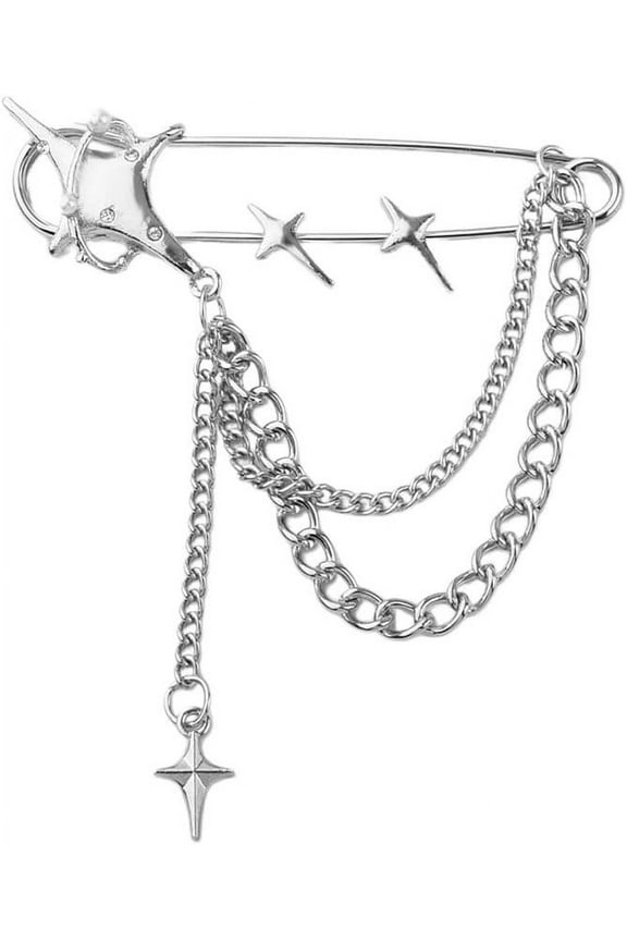 Y2k Chain Brooch Pins for Women Silver Gold Tassel Pin for Coat Collar Brooch Pin Y2k Punk Shoes Clothing Accessories