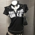 thumbnail image 1 of Y2k Emo Women Korean Streetwear Short Sleeve Acubi Aesthetic Letter Print T-shirts Grunge Tshirt Goth Top Gyaru 2000s Clothes, 1 of 6