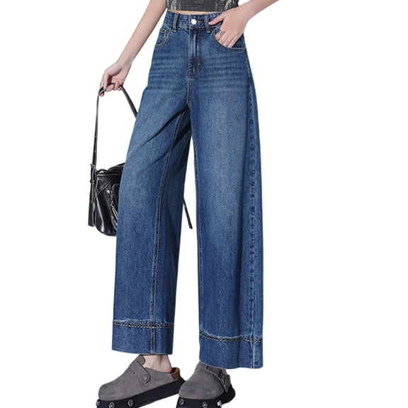 Y2k Frayed Raw Hem Ripped Distressed Jean High Waisted Straight Leg Jeans Ankle Denim Pants with Pockets Boyfriend Jeans for Women Travel Cropped Pants Cowgirl Outfits Trendy Stretchy Baggy Jean