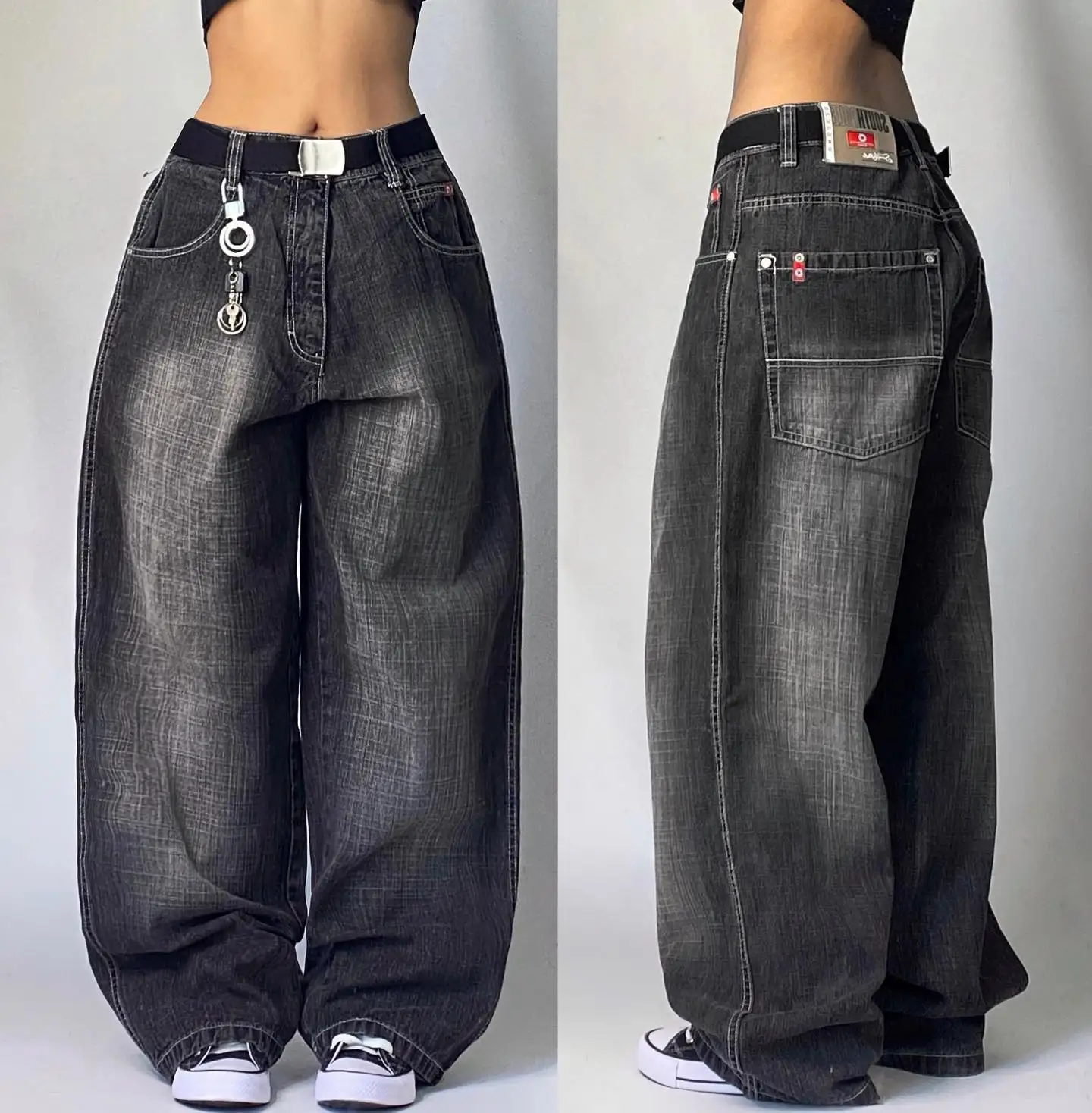 Men Baggy Jeans Hp Hop Denm Pants Cargo Pockets Loose Dance 4 thumbnail image