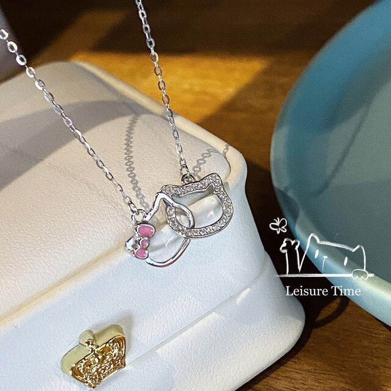 Y2k Hello Kitty Necklace Choker Chain Alloy Silver Crystals Female Bracelet  Pendant Sanrio Collar Women Jewelry Gift Girls Toy