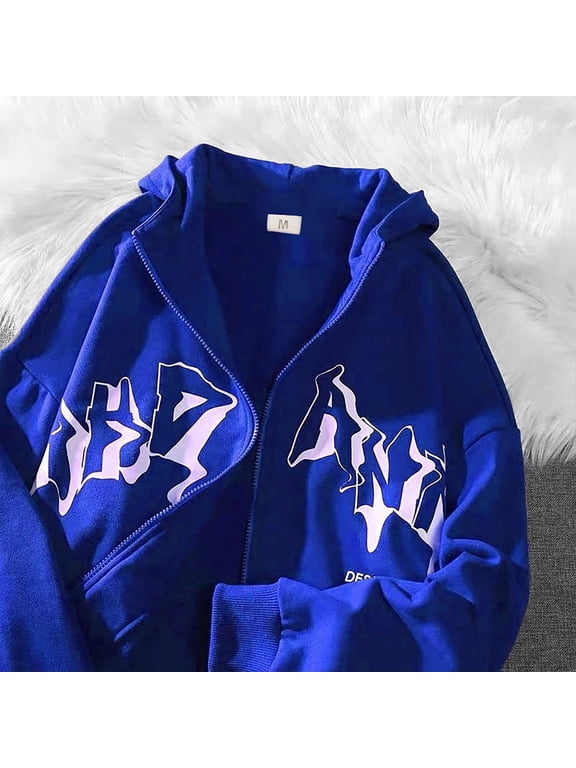 Y2k Hoodies Goth Print Hoodie Grunge Graphic Zip Up Hoodies Y2k Jacket Hip Hop Streetwear Aesthetic Sweatshirts