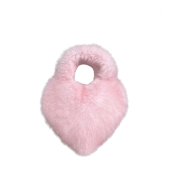 Y2k Hot Girls Fluffy Shoulder Bags Love Heart Female Pink Plush Handbags Large Capacity Women's Faux Fur Crossbody Bag Tote