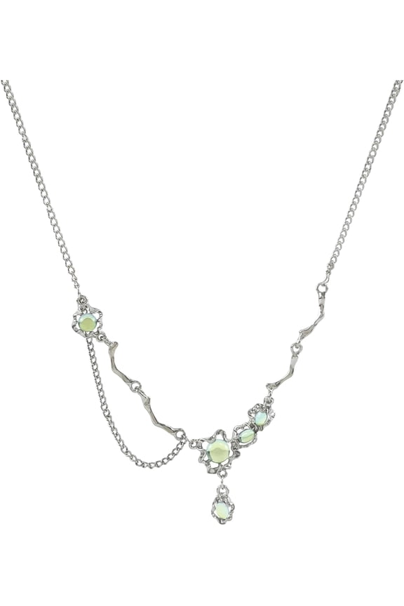 Y2k Irregular Necklace Star Pendant Moonlight Stone Fashion Collar Chain Design Spicy Silver accessories for Women
