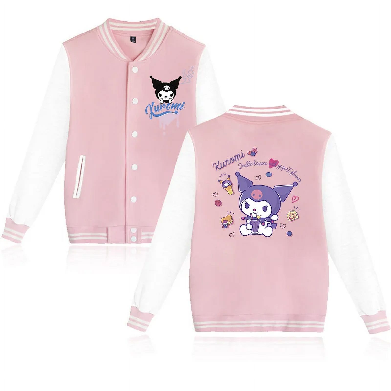 Y2k Kids Hoodie Baseball Jacket Kuromi Sanrio Hoodie Clothes Kid Girl