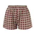 thumbnail image 1 of Y2k Plaid Shorts Baggy Boxer Shorts for Women Elastic Waist Casual Lounge Bottom Gingham Pajama Shorts Sleepwear Deep Red M, 1 of 3