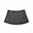 thumbnail image 1 of Y2k Preppy Style Plaid Print Pleated Mini Skirt Women Summer Causal Low Waist Skirts For Women Green Plaid Skirt Vacation Ouftis, 1 of 9