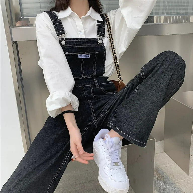Denim Overalls Jumper Pants Style Black Denim Jumpsuits For Women