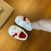 Y2k Sanrio Hello Kitty Cute Plush Slippers Women Autumn Winter Cartoon Kawaii Warm Home Shoes Janpaness Sandals Girls Gift